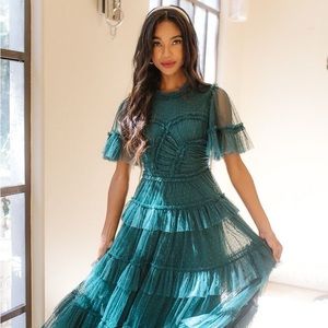 Ivy City Co Whimsical Dress in Emerald